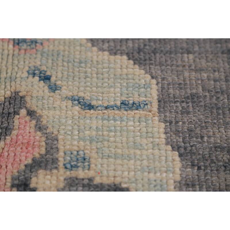 Hand Knotted Oriental 100% Wool Carpet Transitional Geometric Greys & Charcoal Oushak Area Rug - 11' 1'' X 8' 2''