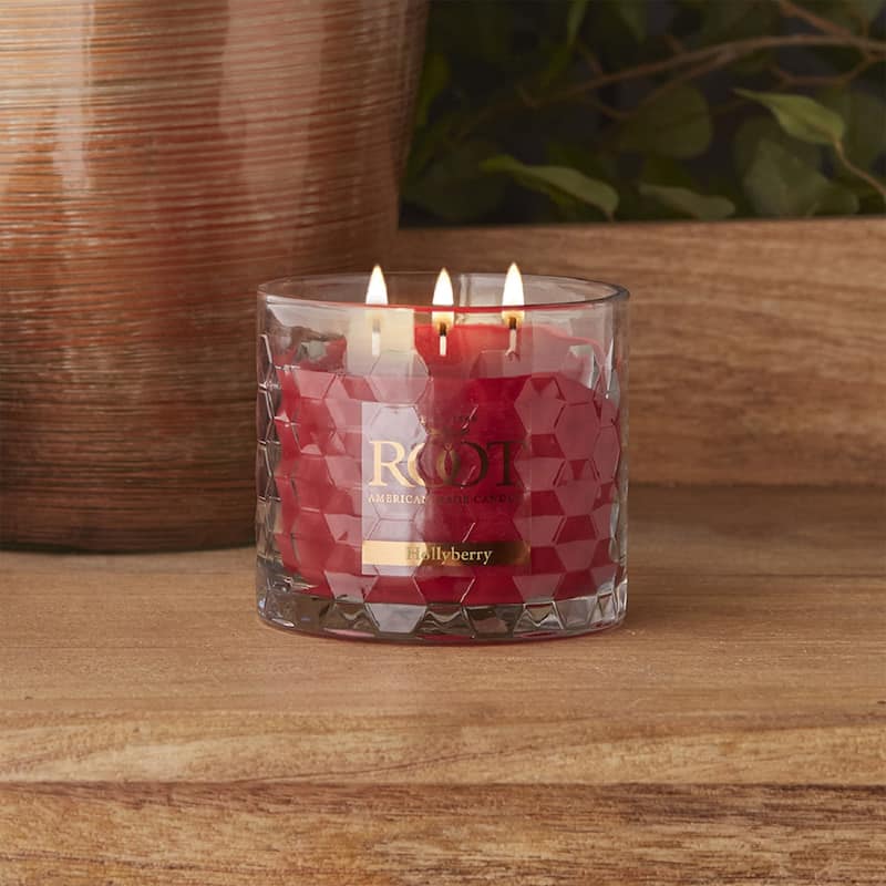 Root Hollyberry Scented 3-Wick Signature Honeycomb Jar - Red
