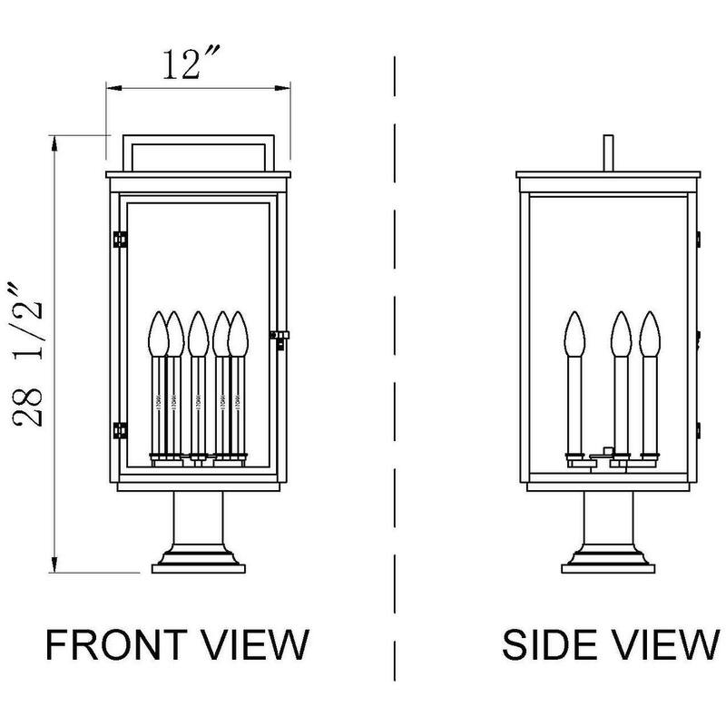 Z-Lite 5019PHXLR-533PM Hartwell 5 Light 29" Tall Post Light with Seedy