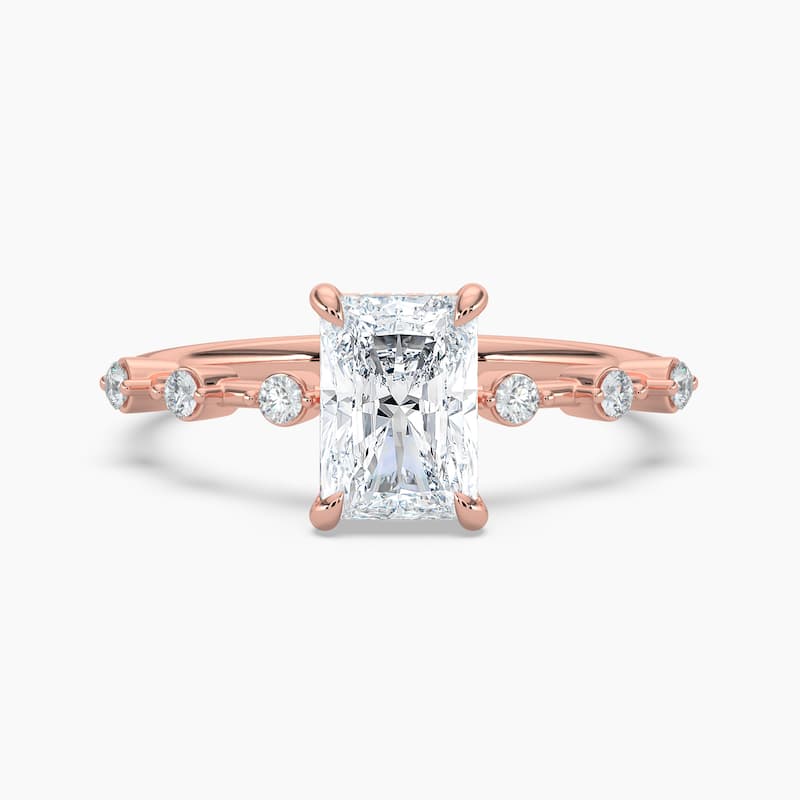 Auriya 14k Gold Radiant Lab Grown Diamond Station Hidden Halo Engagement Ring 1.00 to 5.00 ct. tw. (F-G, VS) - 5.5 - 3.00 carats - Rose