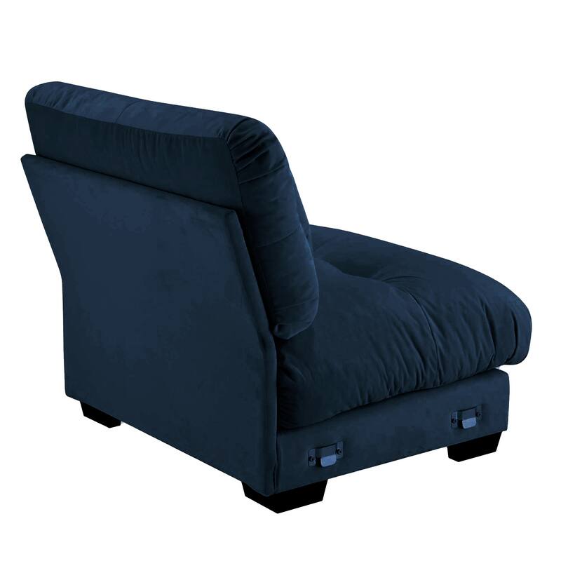 Velvet Upholstered Armless Sofa Chair with 1 Pillow