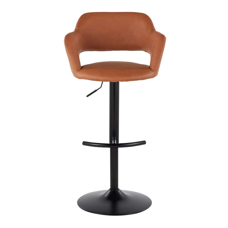 Porch & Den Vallen Adjustable Faux Leather Bar Stool with Rounded T Footrest (Set of 2)