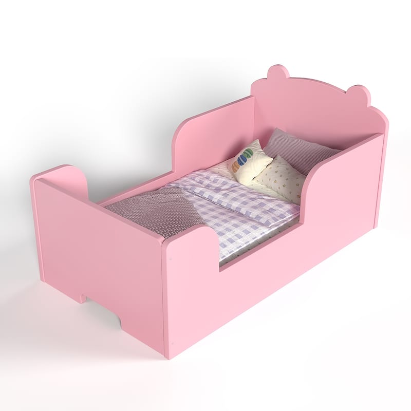 Toddler Floor Bed Frame - Bear Shape Cot Bed for Boys & Girls Ages 3-6