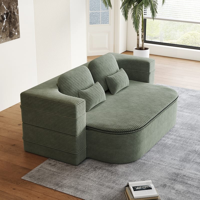 Folding Mattress Sofa with Fixed Shape Frame Convertible Sleeper Foam Sofa Bed with Blanket