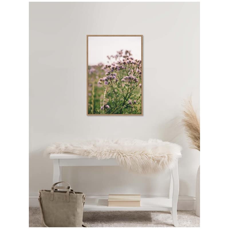 Kate and Laurel Sylvie Soft Purple Flower Blooms Framed Canvas by Patricia Hasz of Patricia Rae Photography