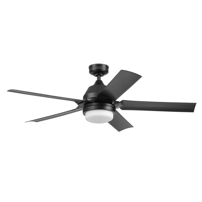 54" Mule F5 Matte Black Outdoor Wet-Rated Ceiling Fan with LED Light and Remote Control - 54 Inches