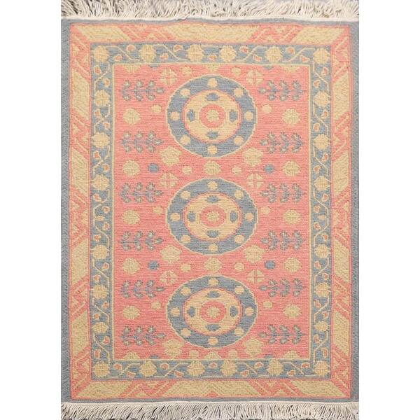 slide 2 of 4, Hand Knotted Rose, Blue Persian Wool Transitional Oriental Area Rug - 1' 10'' x 2' 7''