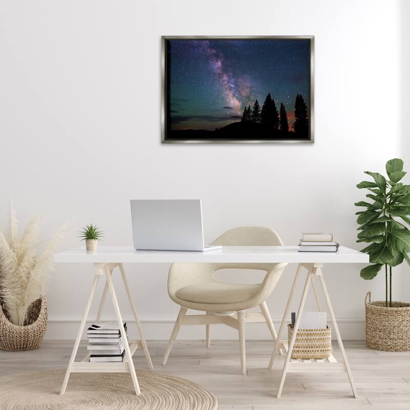 Stupell Silhouetted Forest & Night Sky Framed Floater Canvas Wall Art Design By Royce Bair
