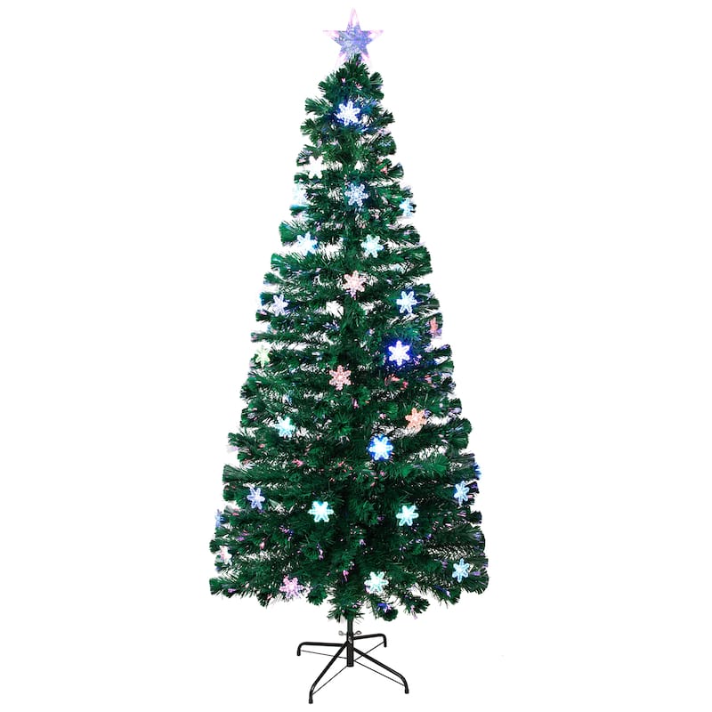 Pre-Lit Fiber Optic Snowflake Artificial Christmas Tree - 7' - Multi LED Lights