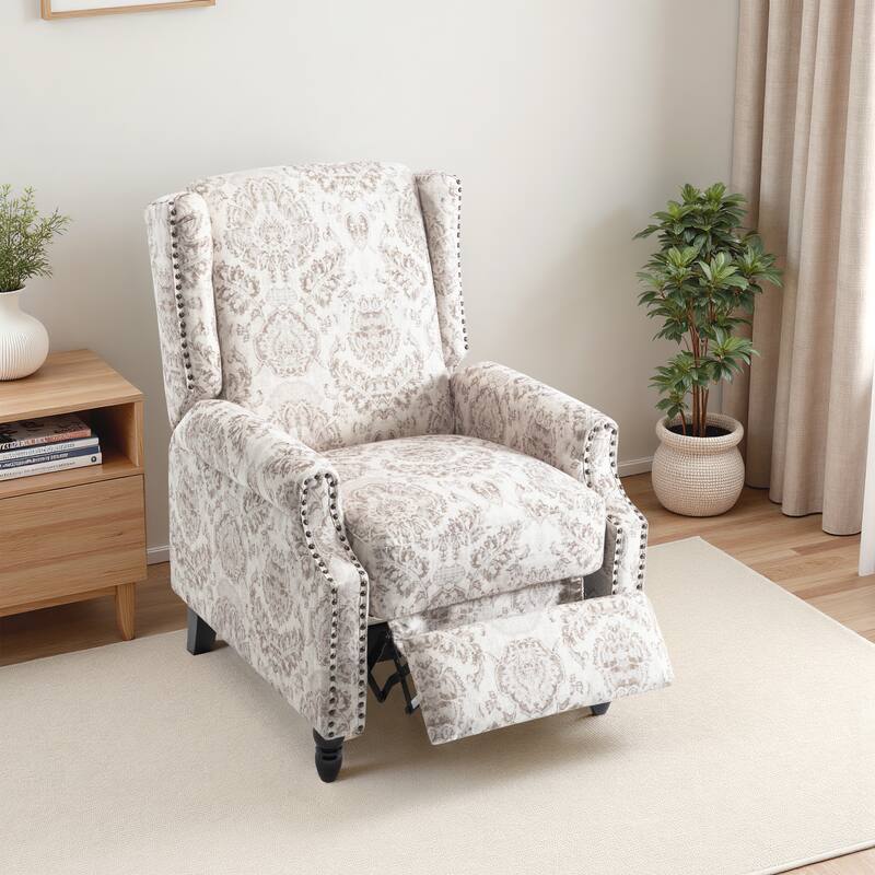 UIXE Roderich Farmhouse Floral Print Push Back Recliner Chair
