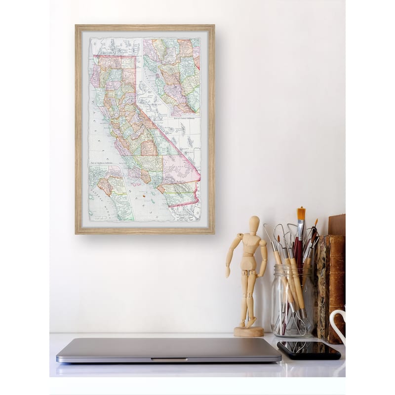 'California Counties Map' Framed Painting Print