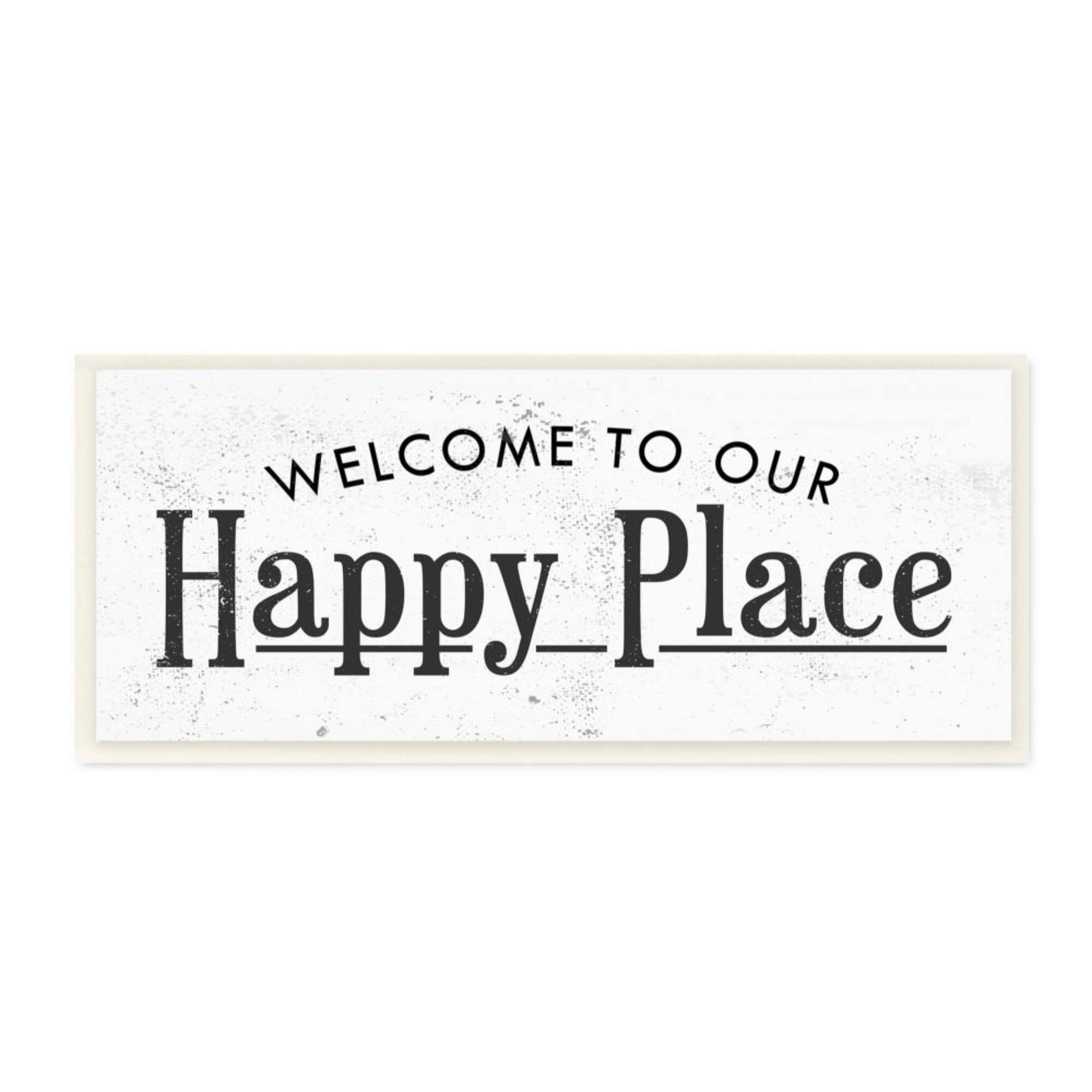 Stupell to Our Happy Place Phrase Minimalist Design Wood Wall