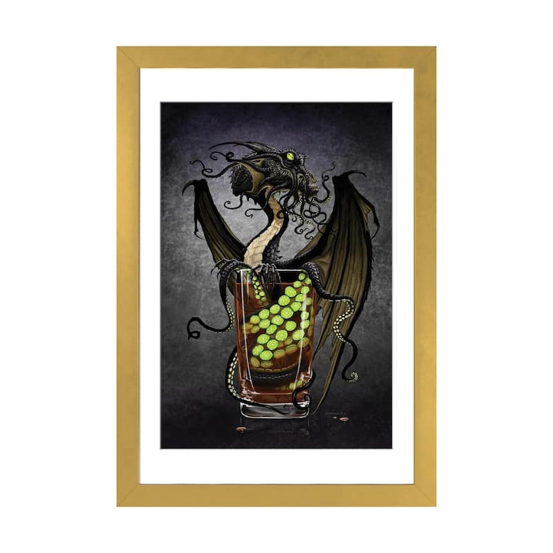 iCanvas "Kraken Storm Dragon" by Stanley Morrison - Gold - 24x16x1