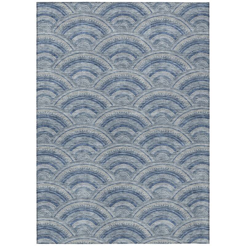 Machine Washable Indoor/ Outdoor Modern Mosaic Chantille Rug