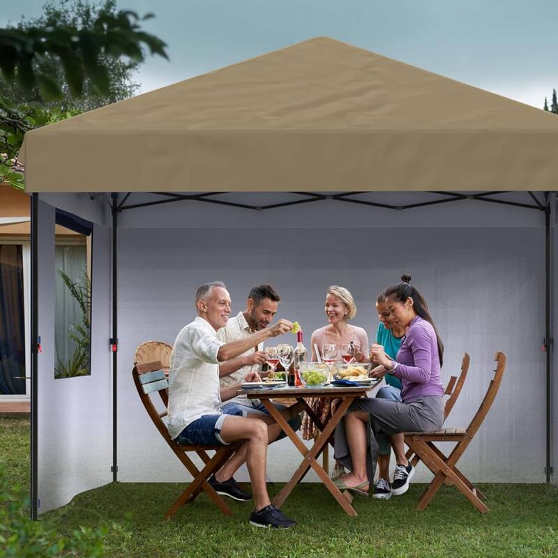 Outdoor 4-Sidewall 10x10 Pop Up Canopy Tent for Picnics, Camping
