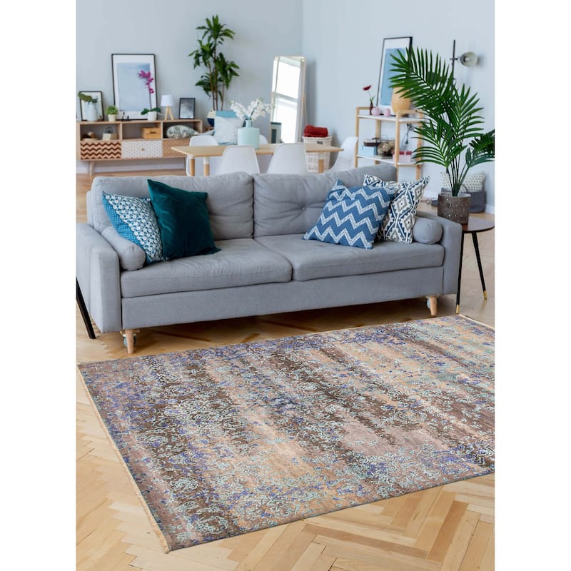 ECARPETGALLERY Hand-knotted Heritage Taupe Silk, Wool Rug - 8'0 x 10'0