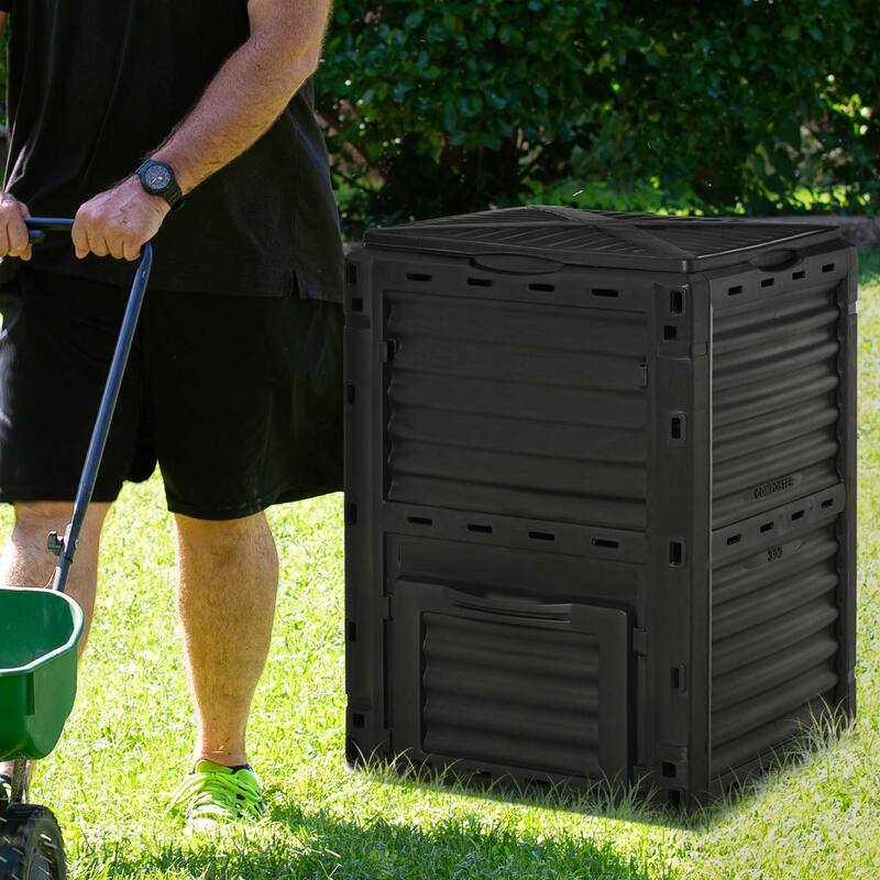 Outsunny Garden Compost Bin Large Outdoor Compost Container 80 Gallon Fast Creation of Fertile Soil Aerating Compost Box