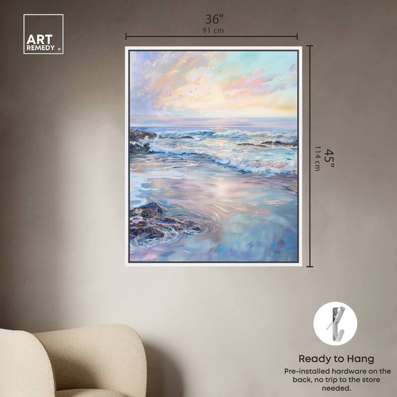 Art Remedy Dreamy Shoreline Framed Sailing 1 Piece Canvas Wall Art