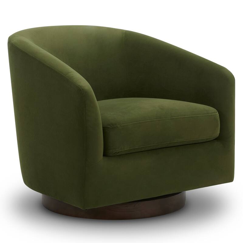 Spruce & Spring Liam Swivel Accent Chair - Single - Green-Velvet