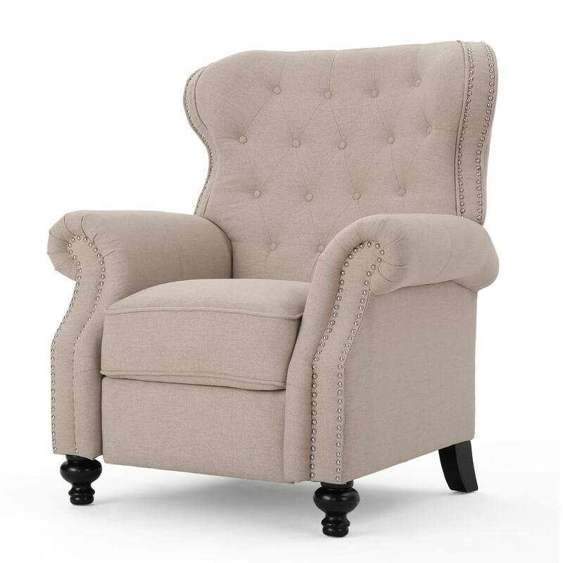 Diamond‑Stitch Tufted Recliner Chair with Nailhead Trim