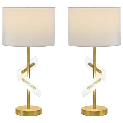 Kingsley 30-Inch Drum Shade Table Lamp Gold (Set Of 2)