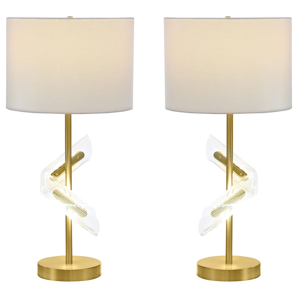 Kingsley 30-Inch Drum Shade Table Lamp Gold (Set Of 2)