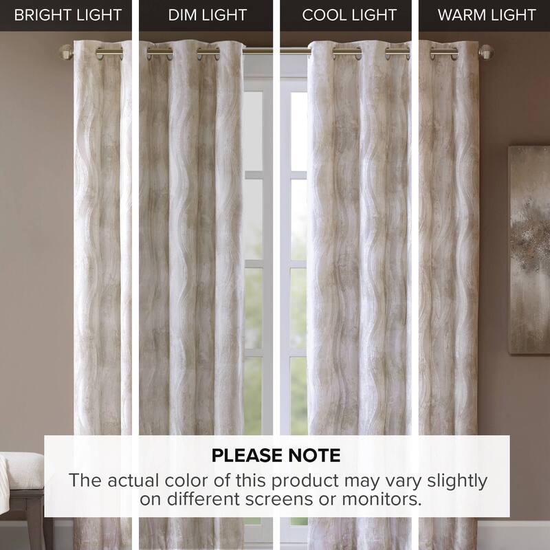 SunSmart Alastair Ivory Printed Jacquard Total Blackout Single Curtain Panel