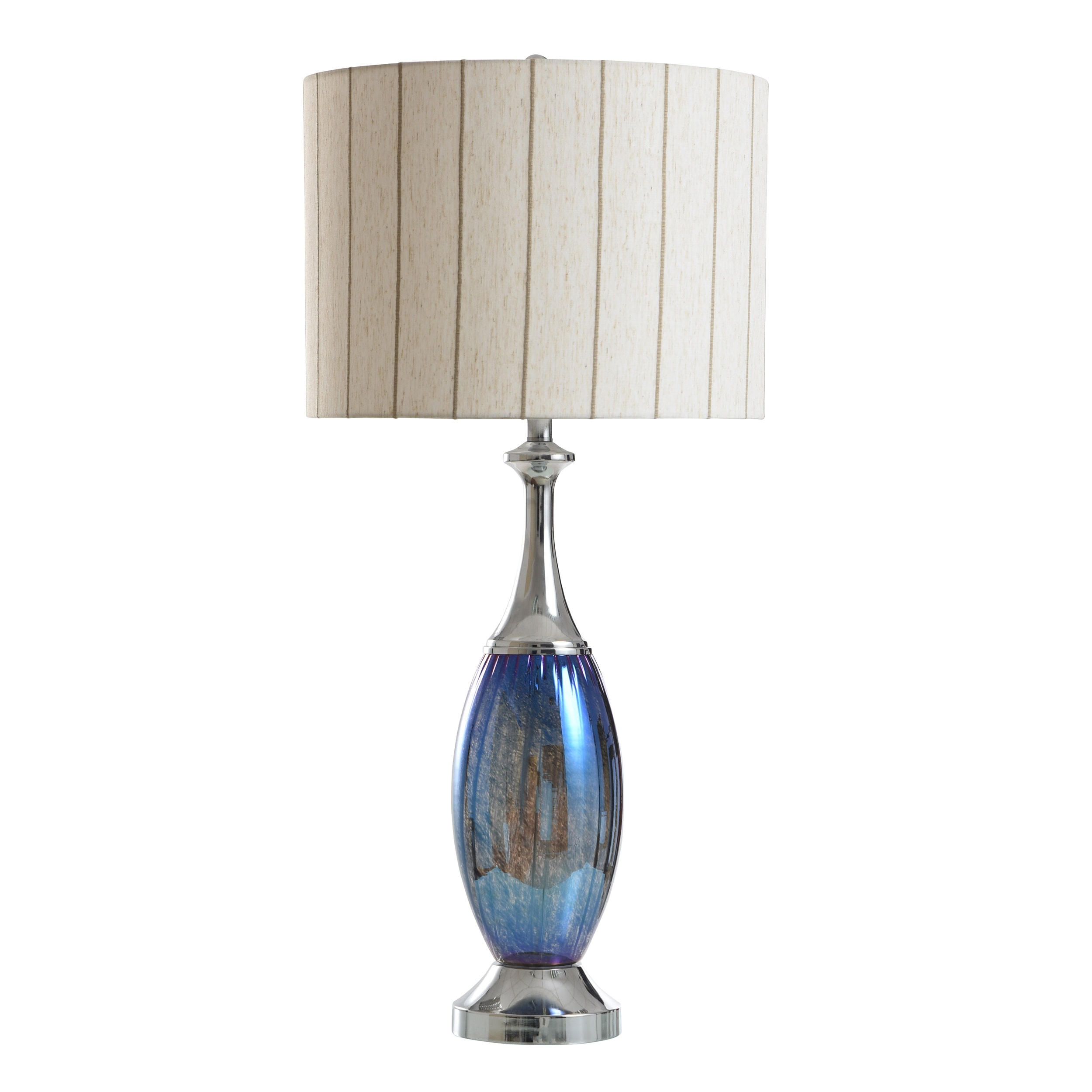 StyleCraft Glass Table Lamp - Genesis Blue - Oatmeal Shade