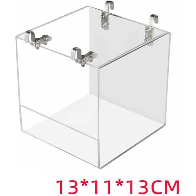 Acrylic Bird Bath Box with Hook, Thickened Hanging Water Bath Tub - 13*13*11cm - Clear