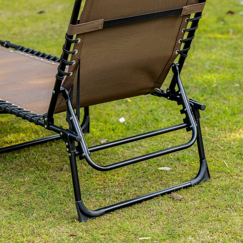 Outsunny Reclining Lounge Chair, Portable Sun Lounger, Folding Camping Cot, with Adjustable Backrest and Removable Pillow