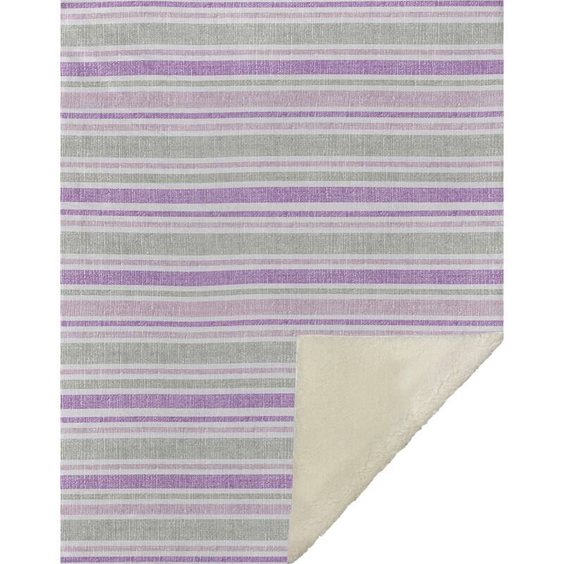 Premium Machine Washable Modern Stripe Sherpa Throw Blanket