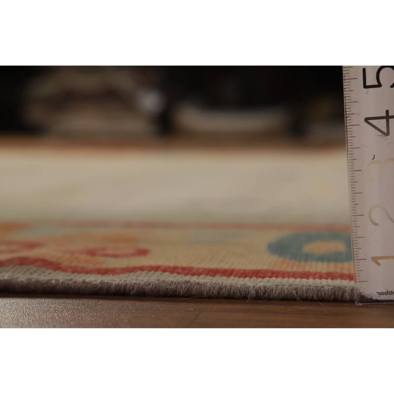 Hand Knotted Oriental 100% Wool Carpet Transitional Geometric Beige & Ivories Oushak Area Rug - 9' 1'' X 8' 0''