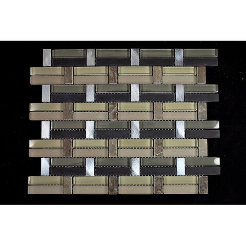 TileGen. Random Sized Mixed Material Tile in Brown/Gray Wall Tile (10 sheets/10.6sqft.)