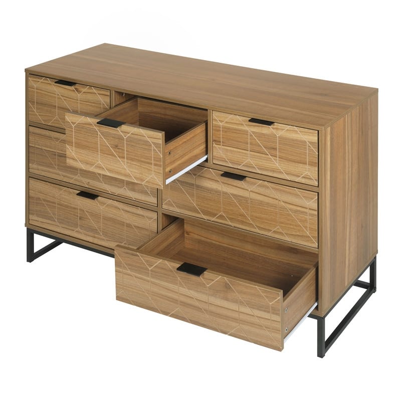 Modern 7 Drawer Dresser Wood Storage Cabinet for Bedroom