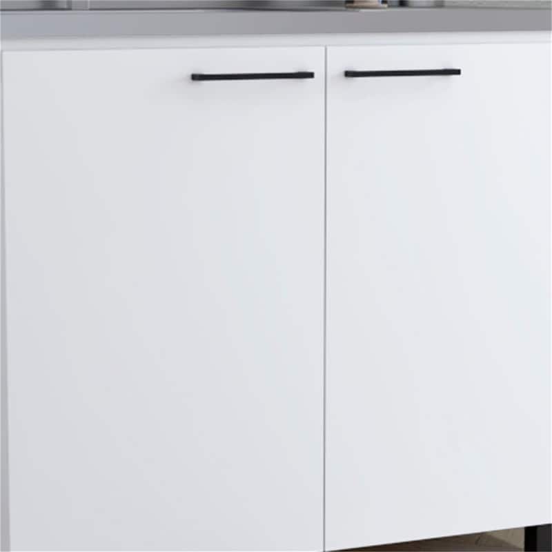 Utility Sink with Cabinet, Stainless Steel Countertop, Interior Shelf