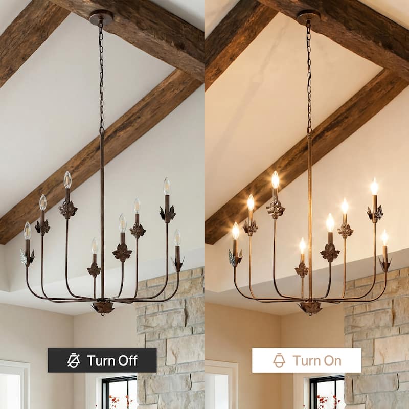 8-Light Rustic Industrial Chandelier with Adjustable 60'' Chain