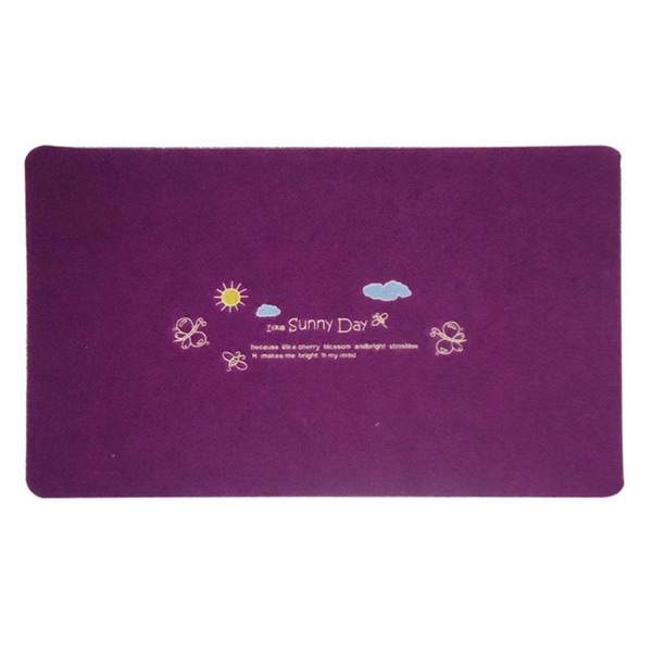 Embroidery Clover Foot Ground Floor Door Mat Carpet - purple