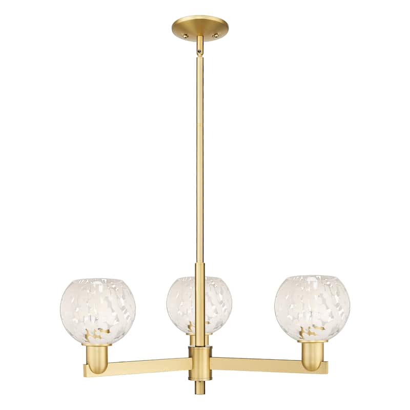 Innovations Lighting Endless Possibilities Arcadia - White Mouchette - 3 Light 28" Stem Hung Chandelier - Satin Gold