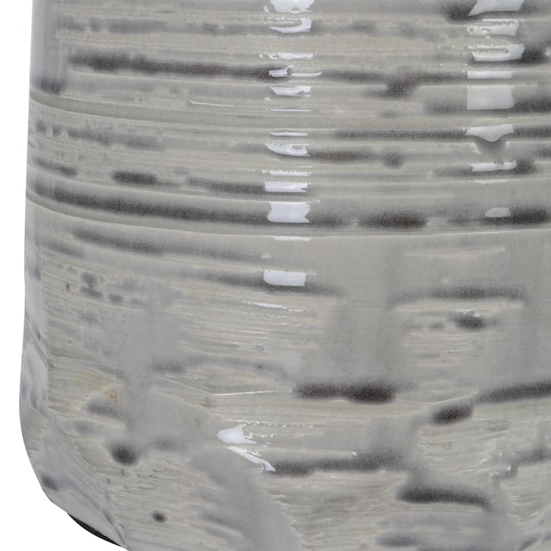 Urn Style Ceramic Table Lamp with Drum Shade - 24.75" - Gray and White