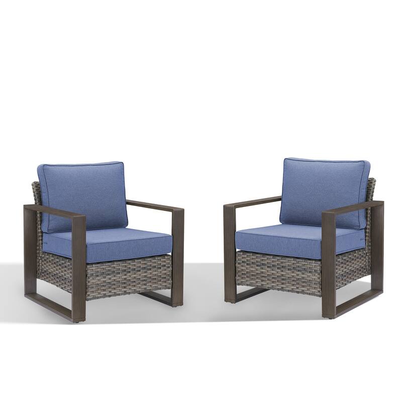 Gymojoy 2 Pieces PE Rattan Wicker Chairs with Cushion