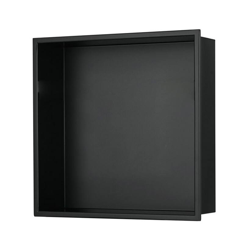 12-in x 12-in Ultra-thin Frame Recessed Stainless Steel Shower Niche Matte Black