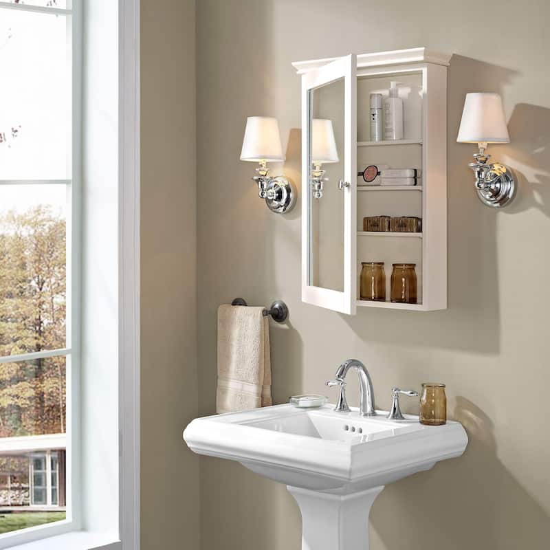 Crosley Lydia Mirrored Wall Cabinet in White