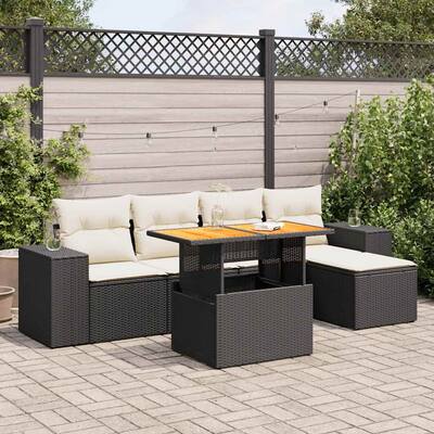 vidaXL Garden Sofa Set Black, Cream White - 21.7 x 39.4 x 28.7