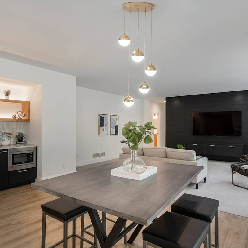 5-Light LED Cluster Pendant Light, Classic Semi Flush Mount Chandelier for Kitchen Island Dining Room