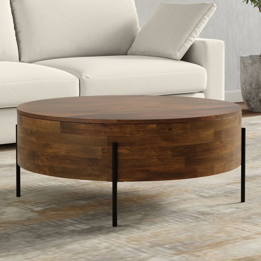 WYNDENHALL Farmington Modern Industrial Round Drum Coffee Table - 38"d x 38" w x 14"h