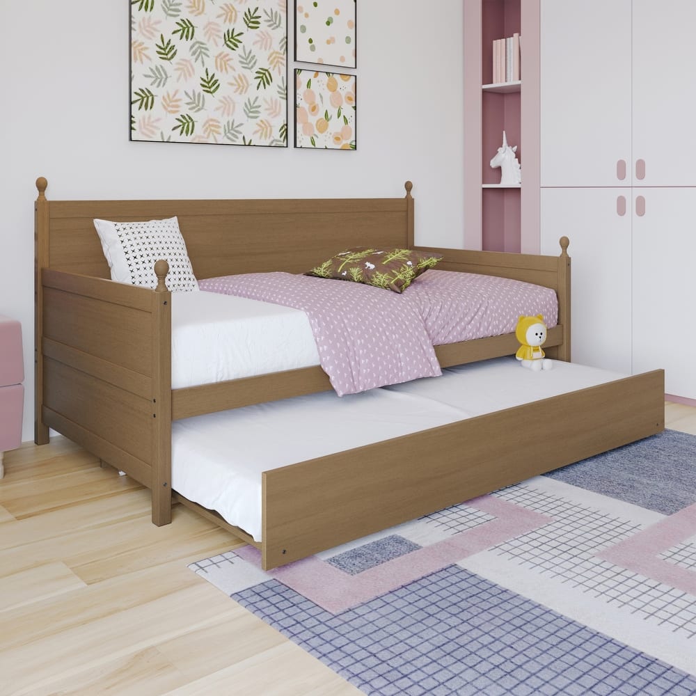 CraftPorch Mid-Century Modern Wooden Twin Size Daybed With Trundle