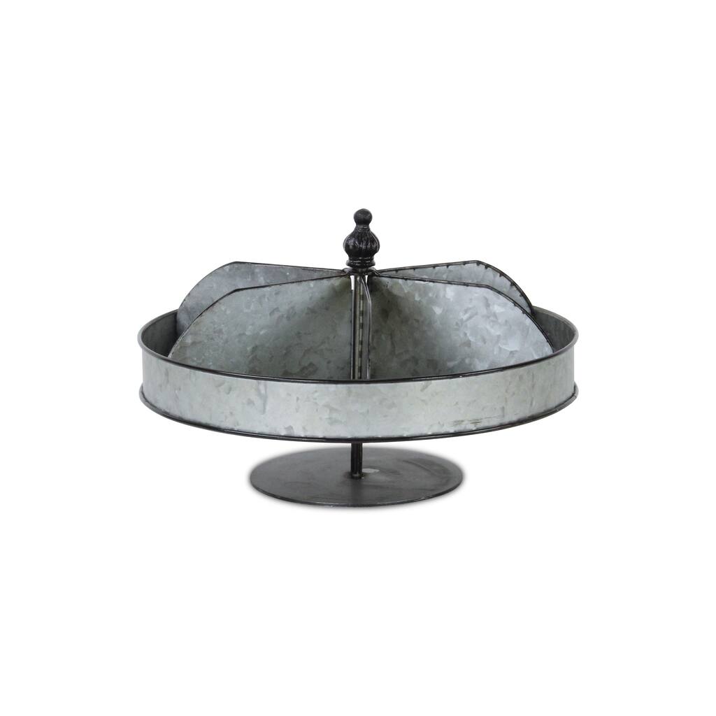 Gray Metal Rotating Compartment Table Display