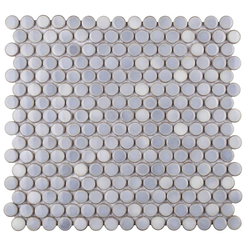 Merola Tile Hudson Penny Round Grey Eye 11-7/8" x 12-5/8" Porcelain Floor and Wall Tile