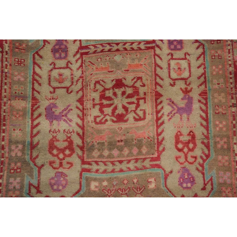 Hand Knotted Oriental 100% Wool Carpet Traditional Tribal Beige & Ivories Meshkin Runner Rug - 10' 4'' X 3' 9''