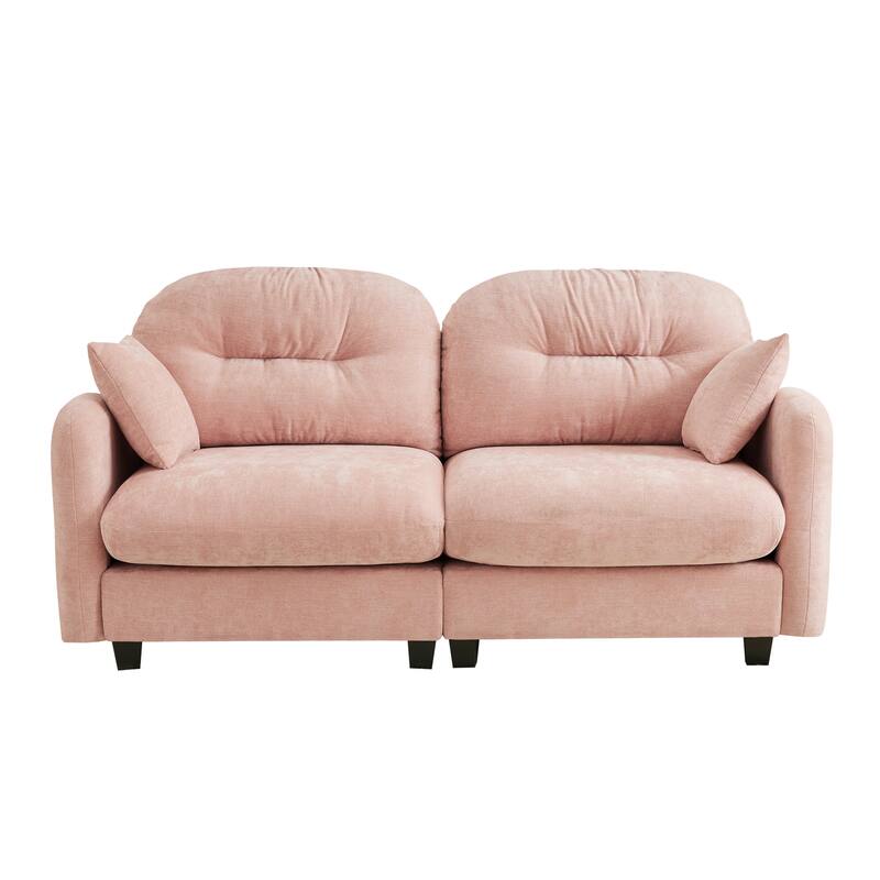 Minimalist Sectional Sofa Couch with Tufted Backrest, 2-Seater Sofa Couch Fabric Loveseat with Armrests